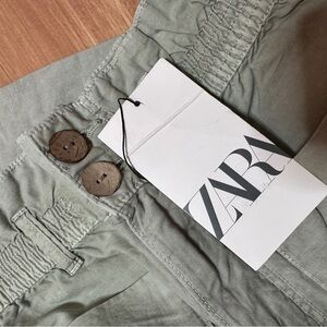Zara Light Green mix Gray Elastic Waist Pants